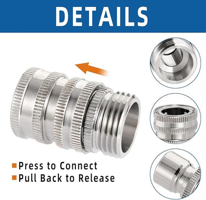 💧Stainless Steel Garden Hose Quick Connect Fittings Set