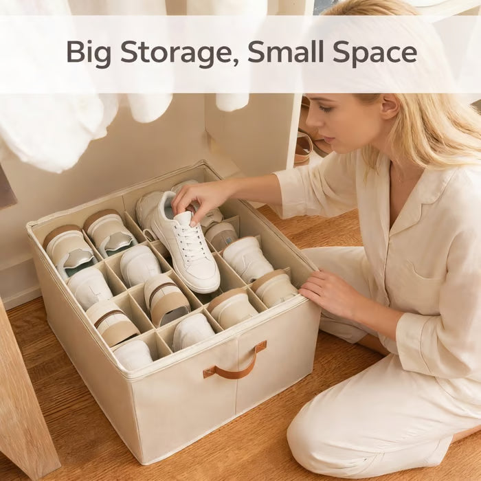 👟Shoe Organizer for Closet, Fabric Shoe Storage Boxes with Clear Cover, Storage, Foldable Space-saving Storage Container Bins🔥