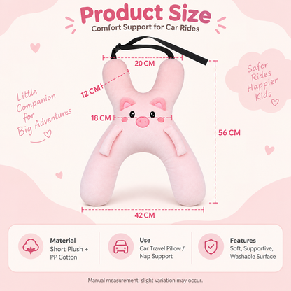 🐷 Kids Car Travel Hug Pillow – Soft H-Shaped Nap Companion for Road Trips 🚗💤