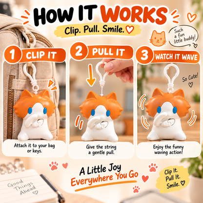 🐱Pull-String Cat Keychain Toy – Funny Bag Charm & Gift for Cat Lovers