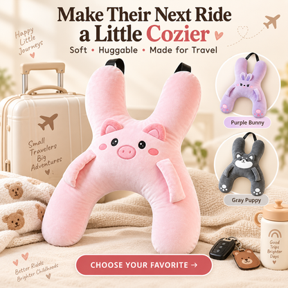 🐷 Kids Car Travel Hug Pillow – Soft H-Shaped Nap Companion for Road Trips 🚗💤