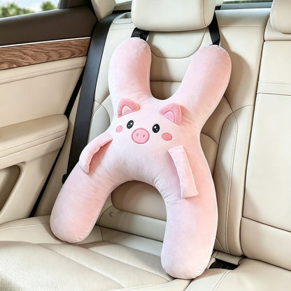 🐷 Kids Car Travel Hug Pillow – Soft H-Shaped Nap Companion for Road Trips 🚗💤