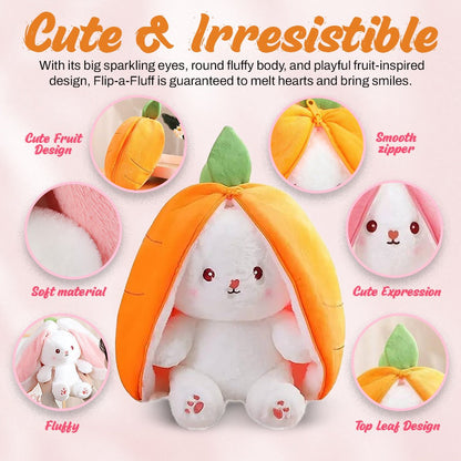 Flip-a-Fluff: Transformable Strawberry & Carrot Bunny