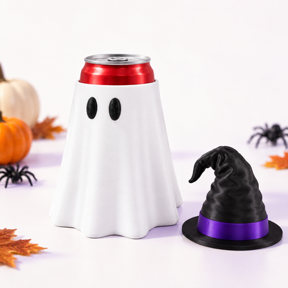 Ghost Can Holder with Witch Hat Dust Cover