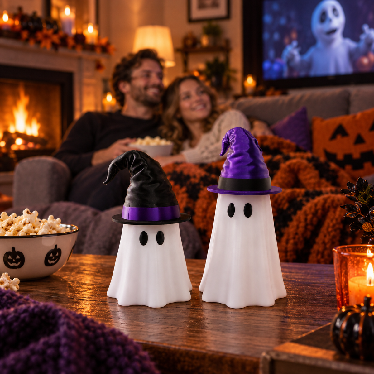 Ghost Can Holder with Witch Hat Dust Cover