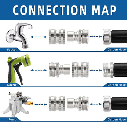 💧Stainless Steel Garden Hose Quick Connect Fittings Set
